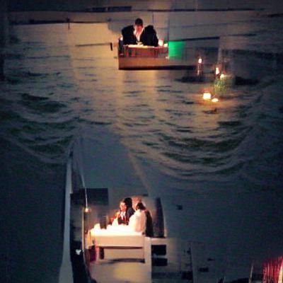 Nighttime Boat Wedding Scene