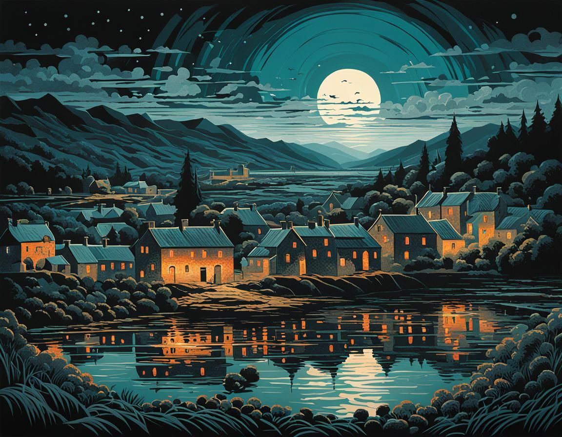 Detailed Evening Scene with Intricate Elements