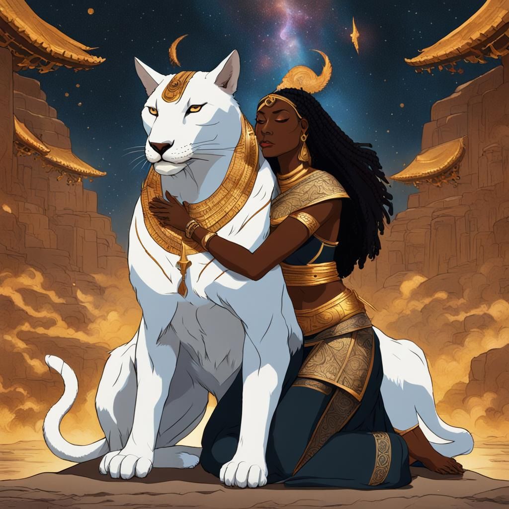 Magical Encounter: Woman, Shaman, and White Cat