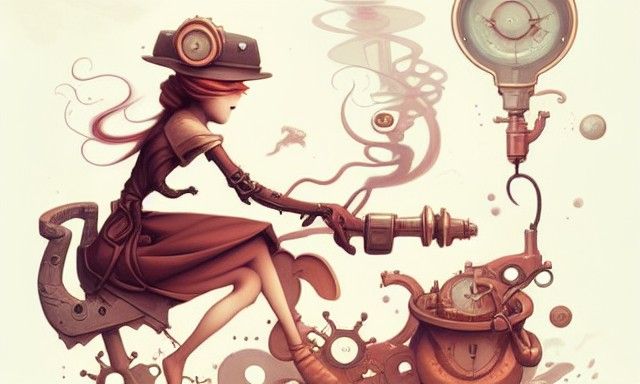 Steampunk Illustration in Pen and Ink Style