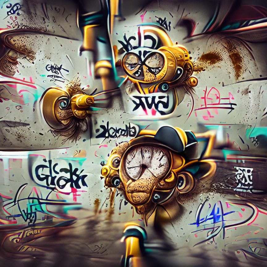 Steampunk Clockwork Graffiti Art