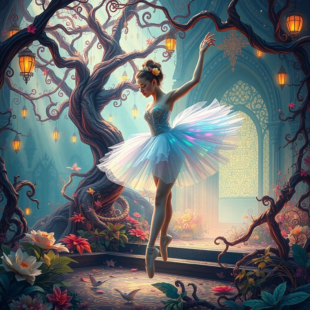 Ethereal Ballerina in Dreamlike Whimsy