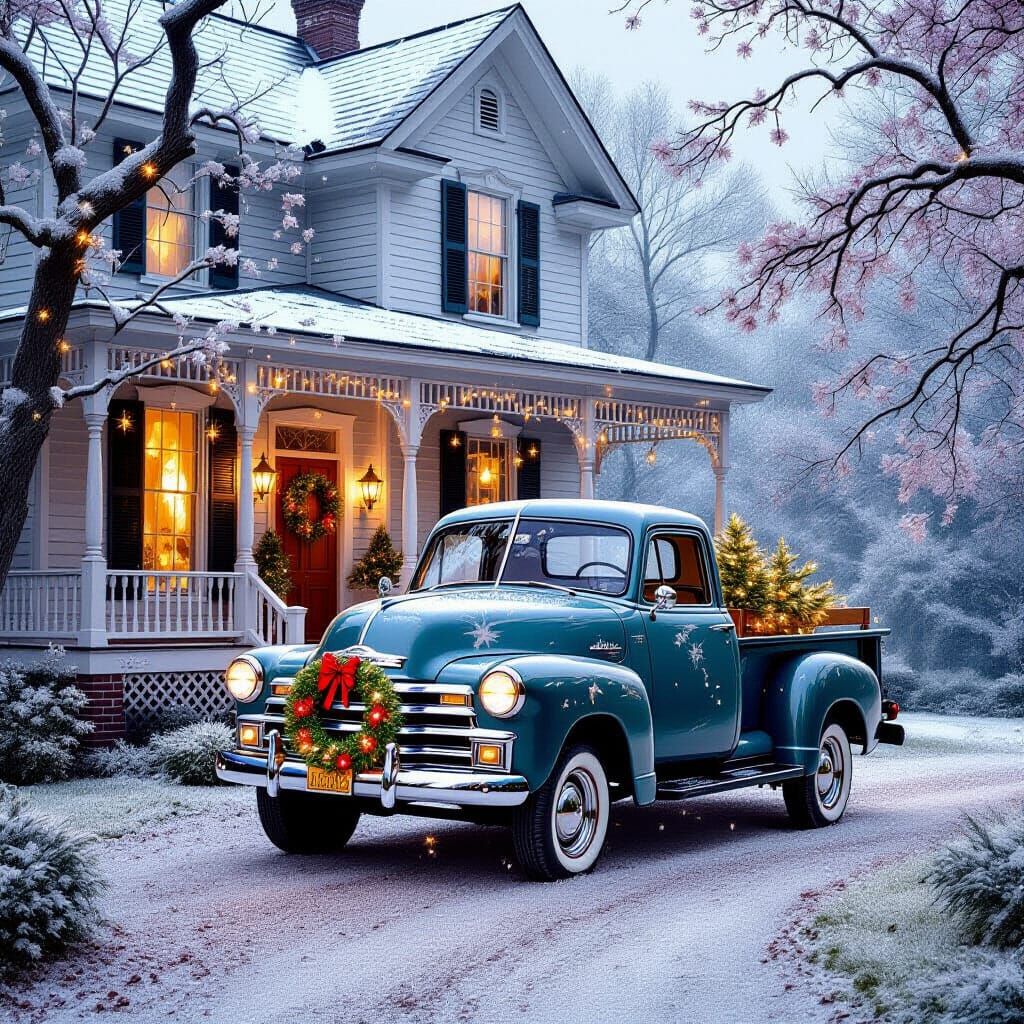 Vintage 1950s Southern Farmhouse at Christmas