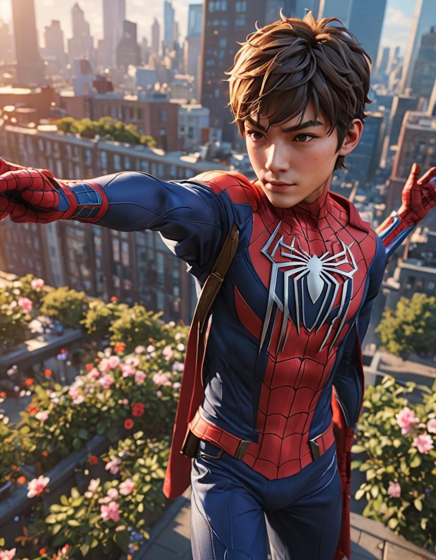 Spiderman Anime Art: Detailed 3D Rendition