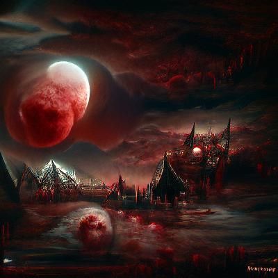 Sinister Blood Moon Concept Art in 8K