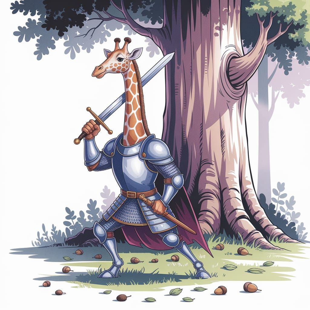 Giraffe Knight in Shining Armor, Fantasy Concept Art