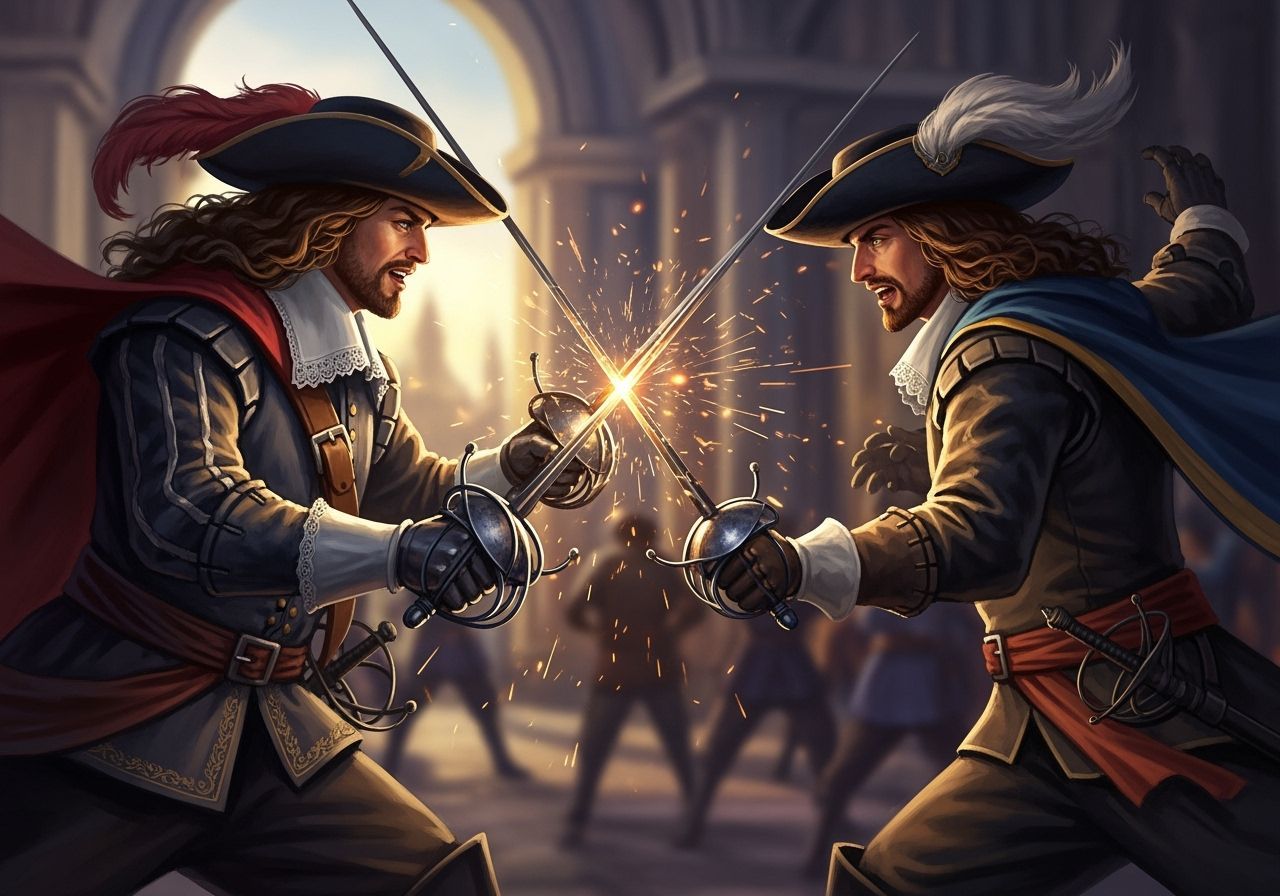 Dynamic Duel of French Swordsmen as Splash Art