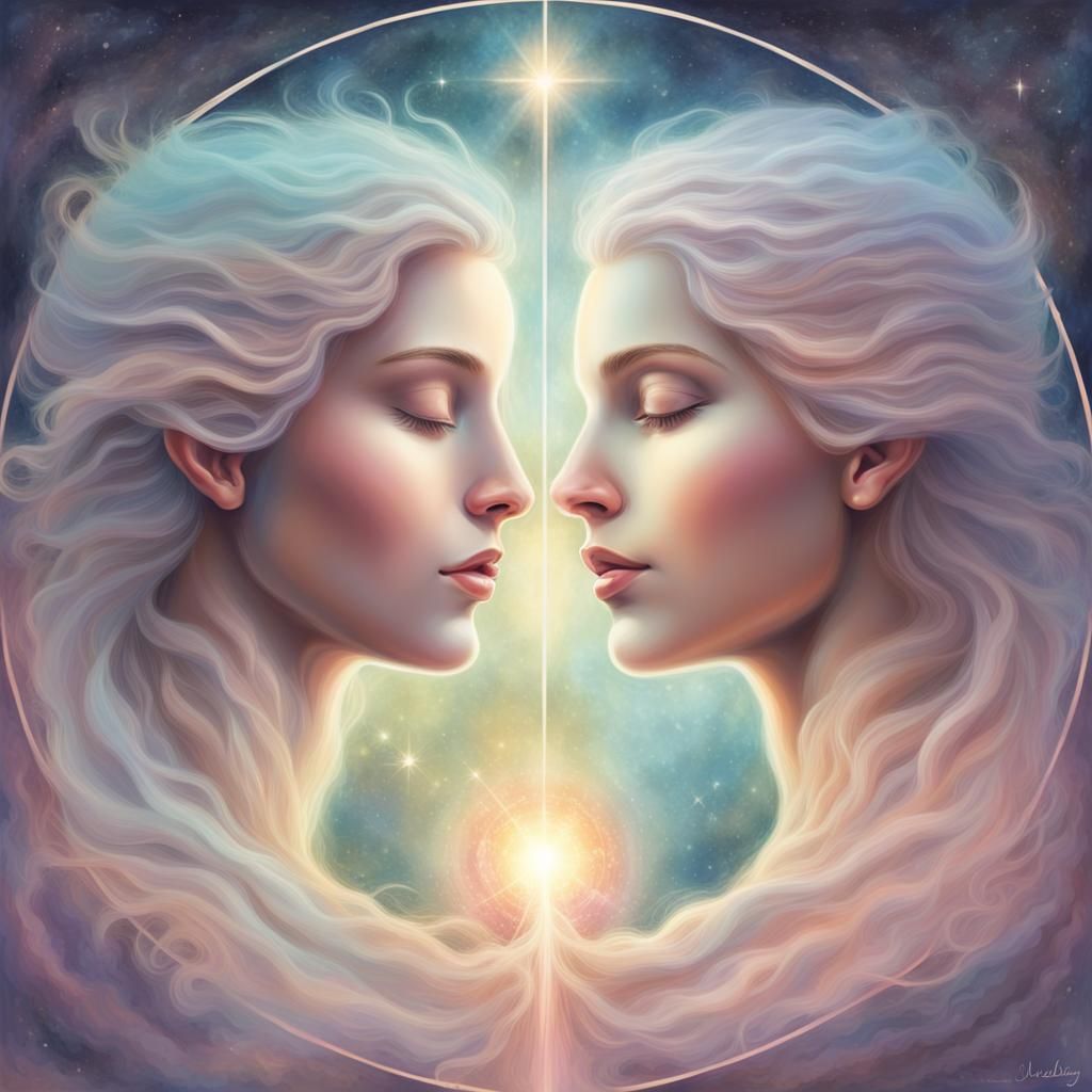 Gemini Astrological Sign in Pastel Fantasy Art
