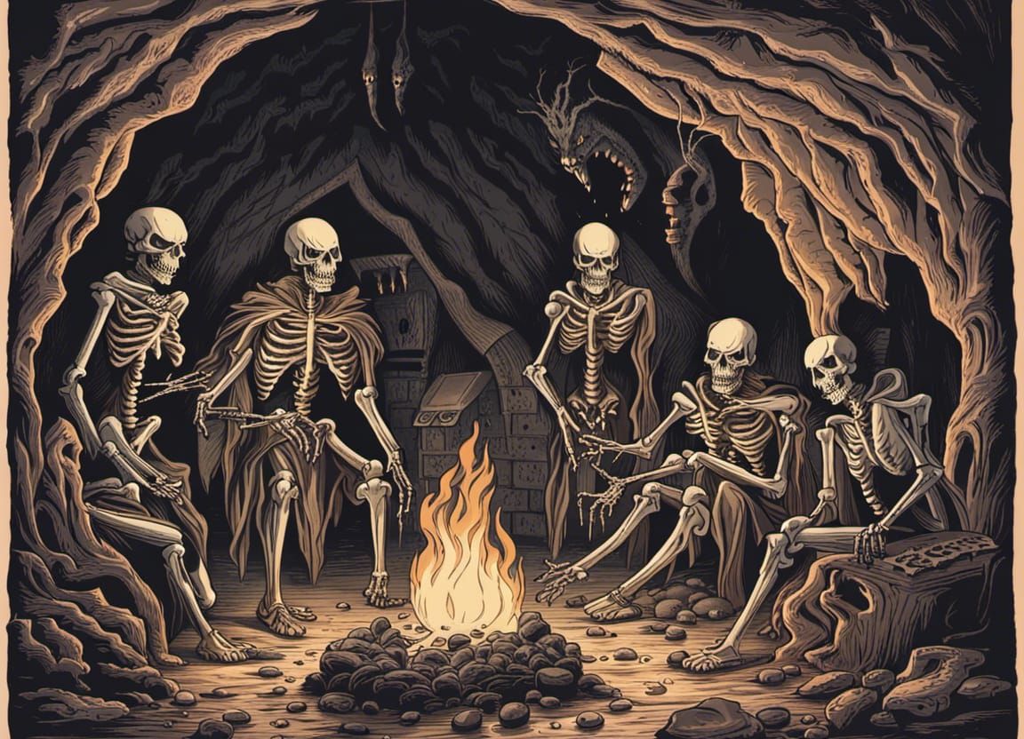 Gothic Horror: Monsters Gather in a Firelit Cave