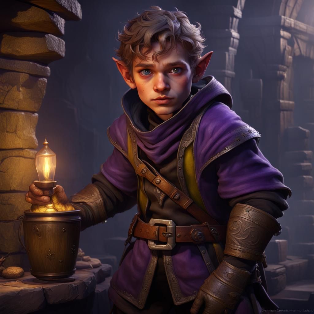 Halfling Rogue in Dark Fantasy Style