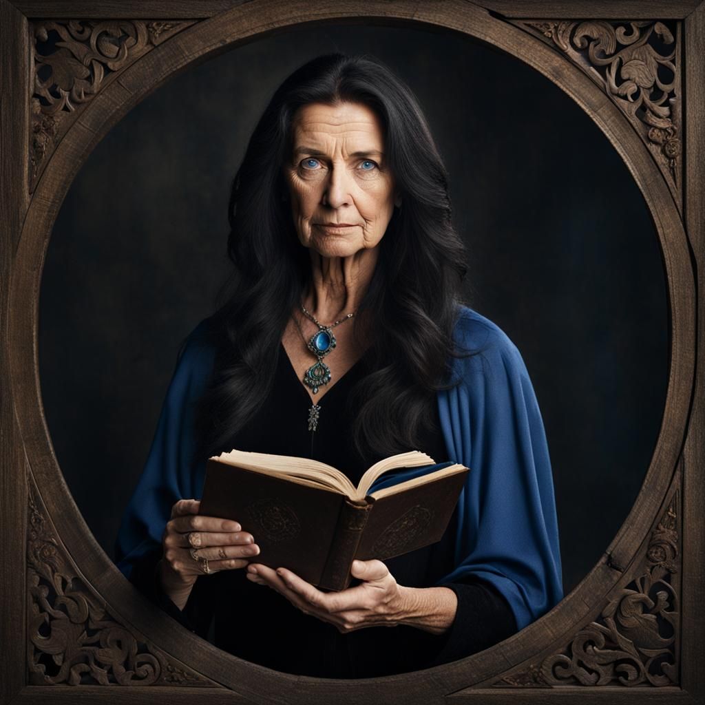 Elegant Woman Reading Spell Book: Professional Portrait