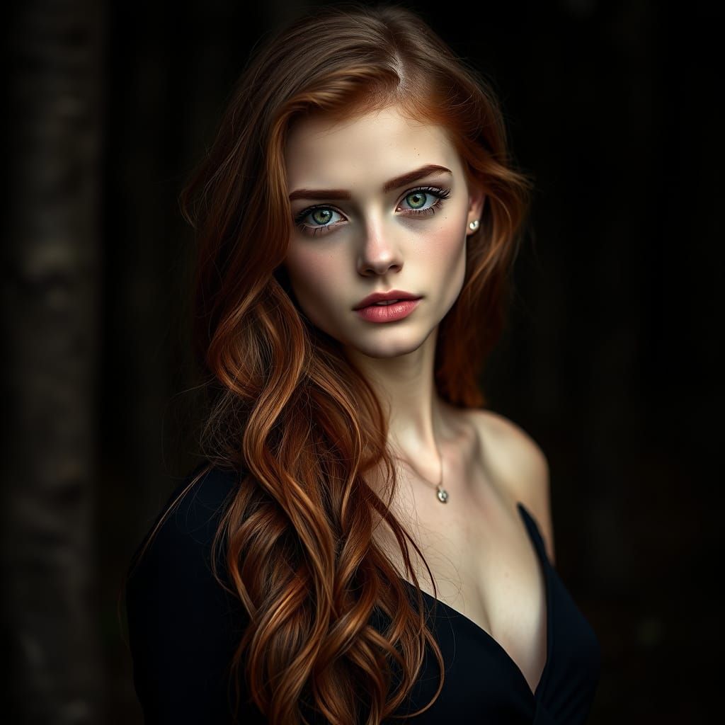 Ethereal Portrait of a Woman with Emerald Eyes