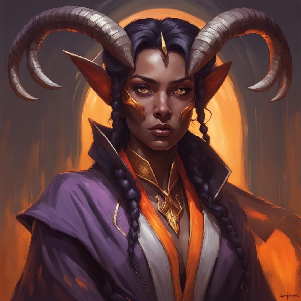 Tiefling Wizard Portrait in Artstation Style