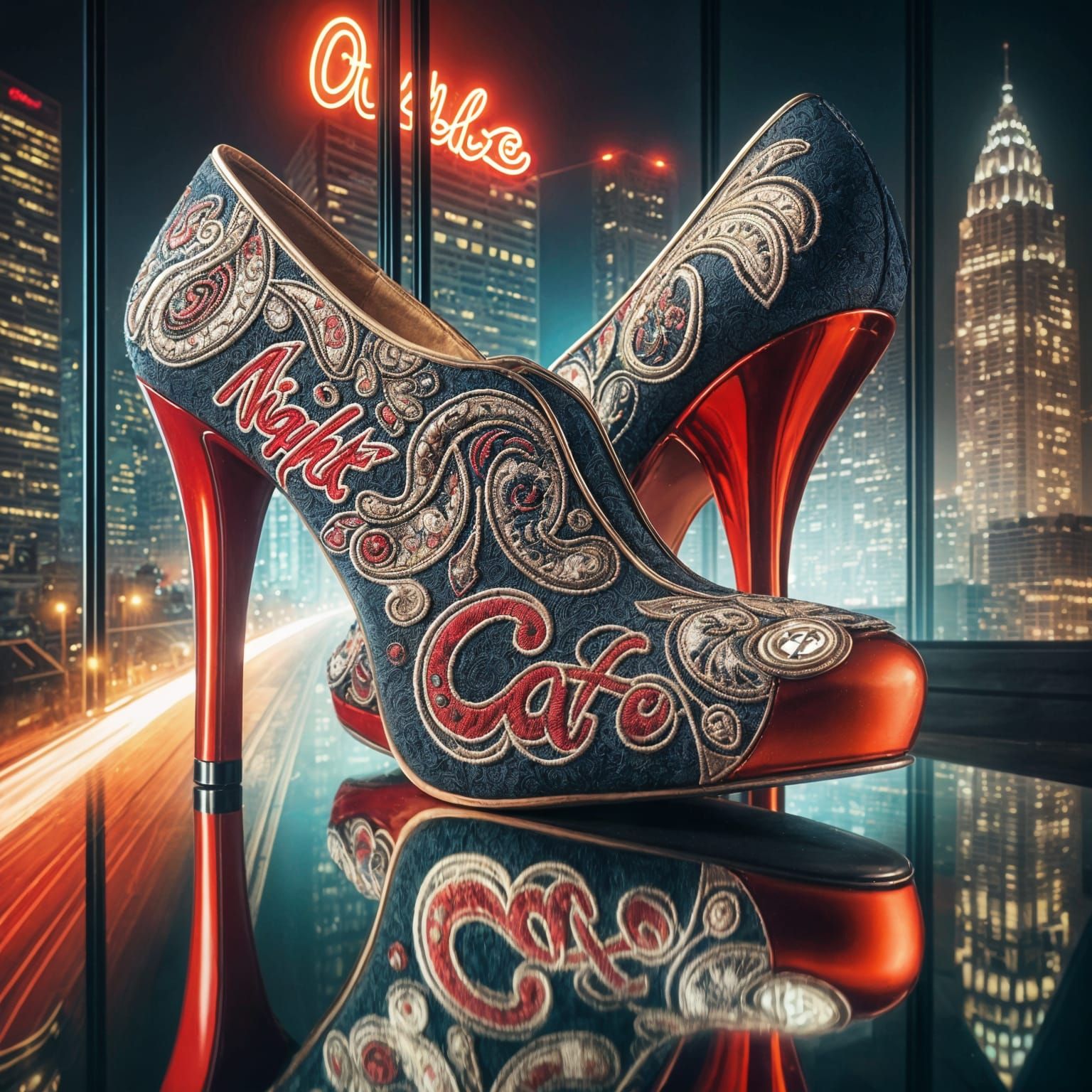 Paisley Embroidered Heels in 60s Style