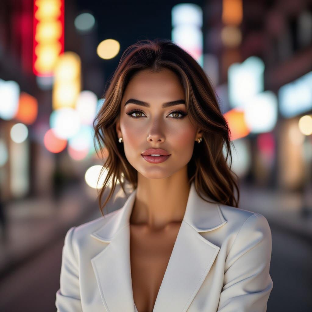Cinematic Portrait of Urban Woman at Night
