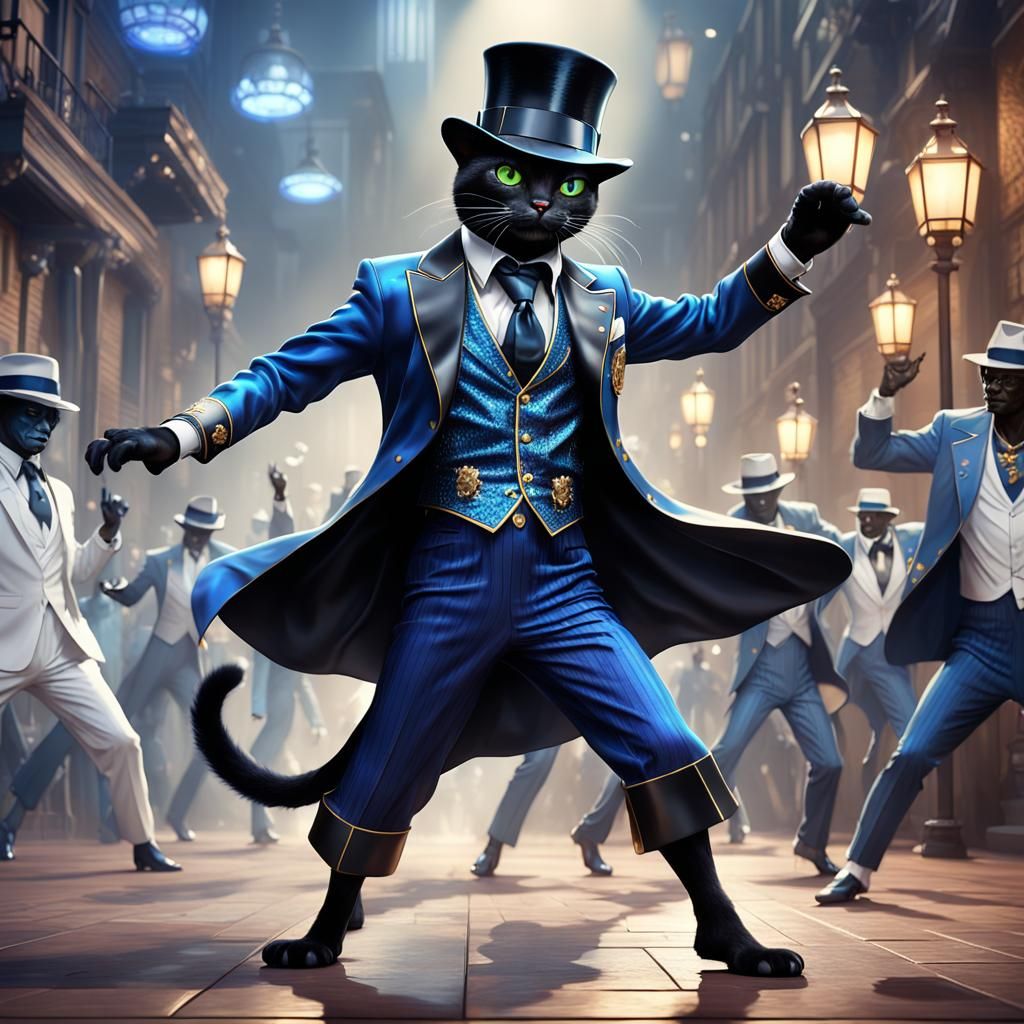 Cat Does Smooth Criminal Dance, Detailed Digital Art
