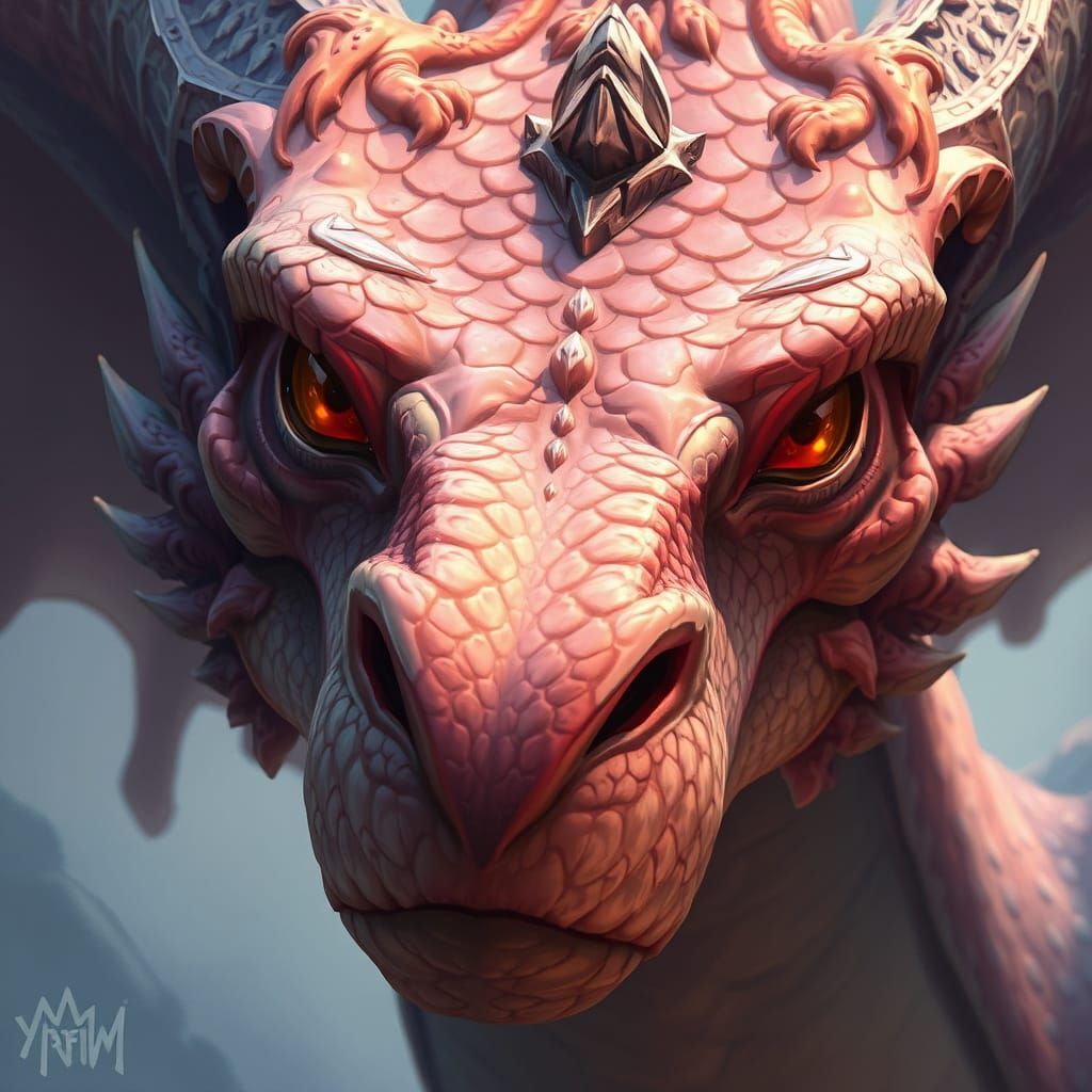 Majestic Dragon Face Close-Up in Digital Art