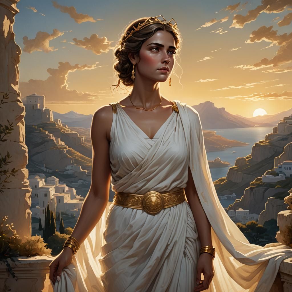 Majestic Cyclops Woman in Greek Landscape