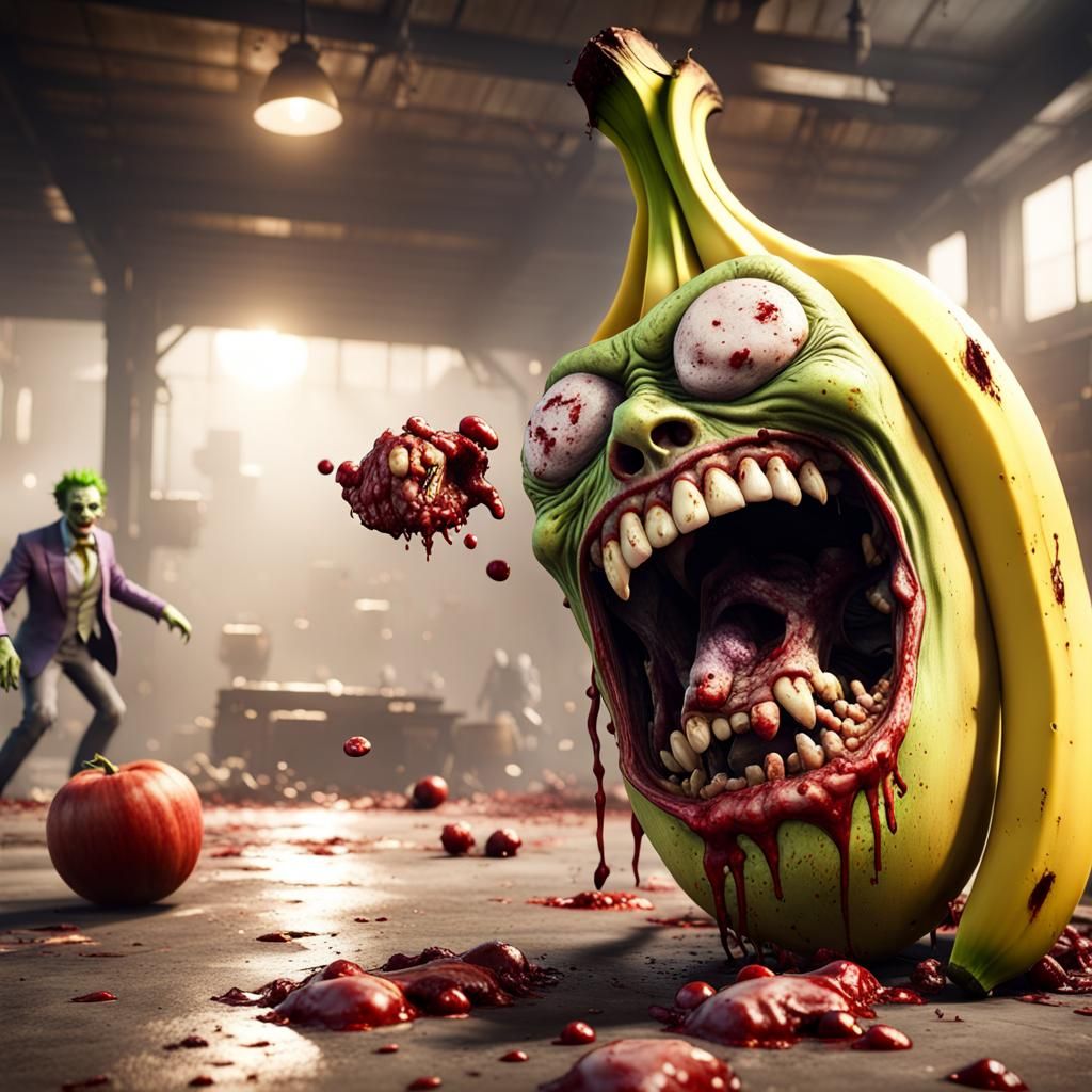 Zombie Banana vs Joker: Epic 3D Game Scene