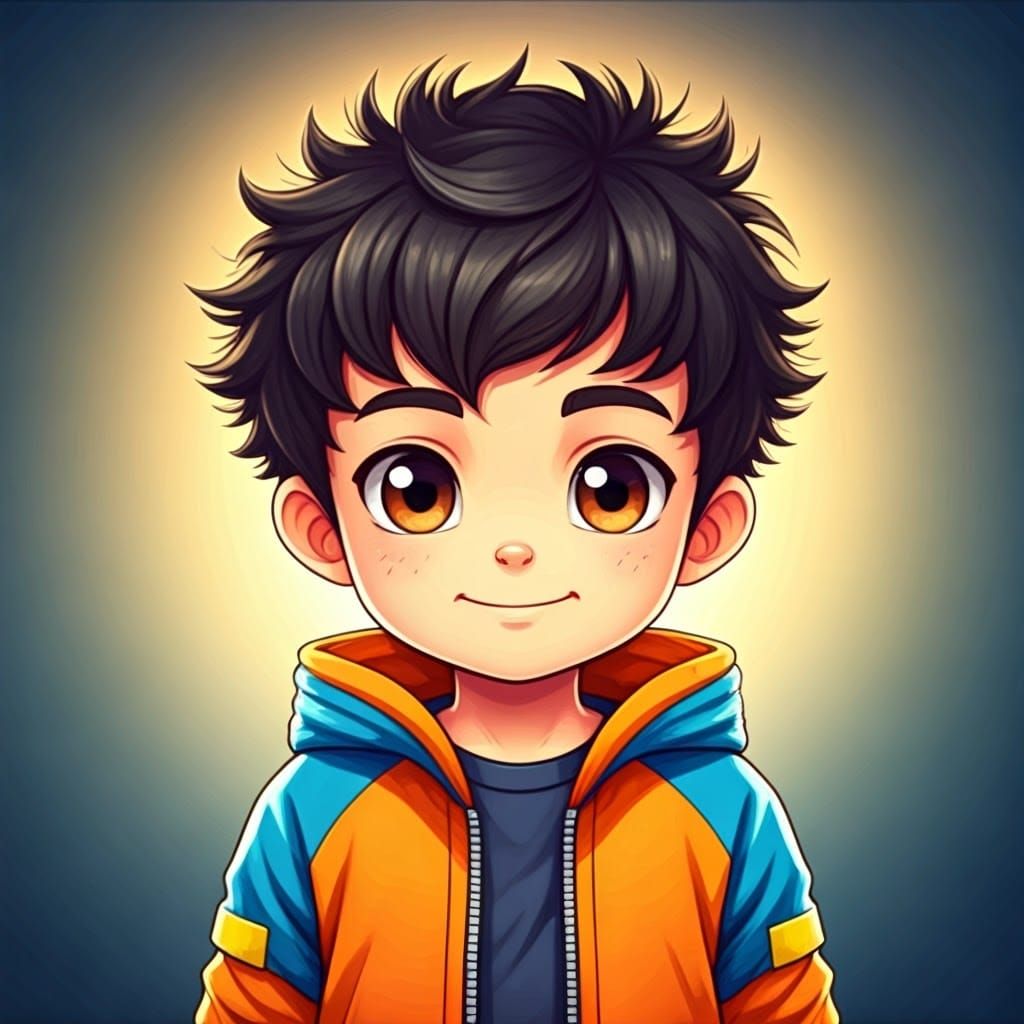 Vibrant Anime Boy in Warm Golden Light