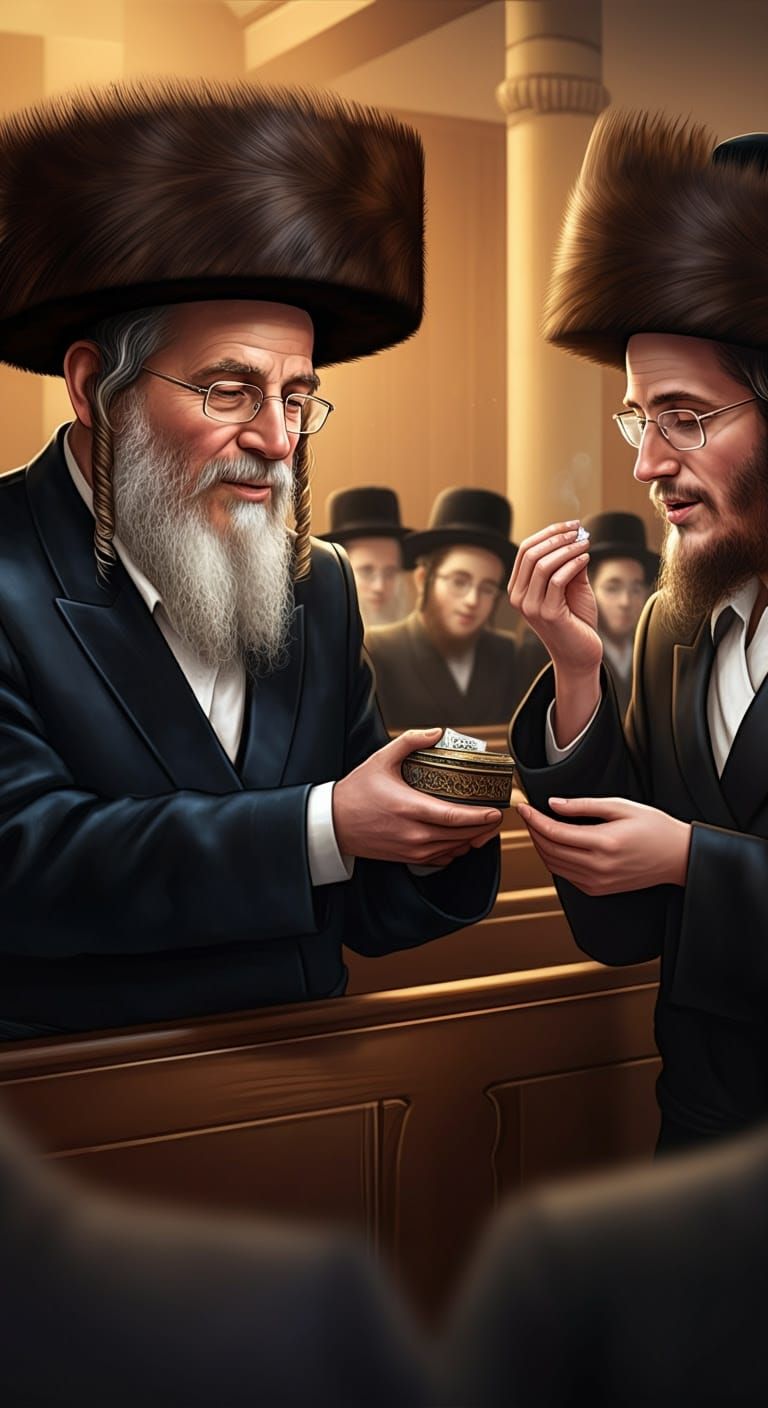 Hasidic Man Offers Snuff, Digital Comic Illustration