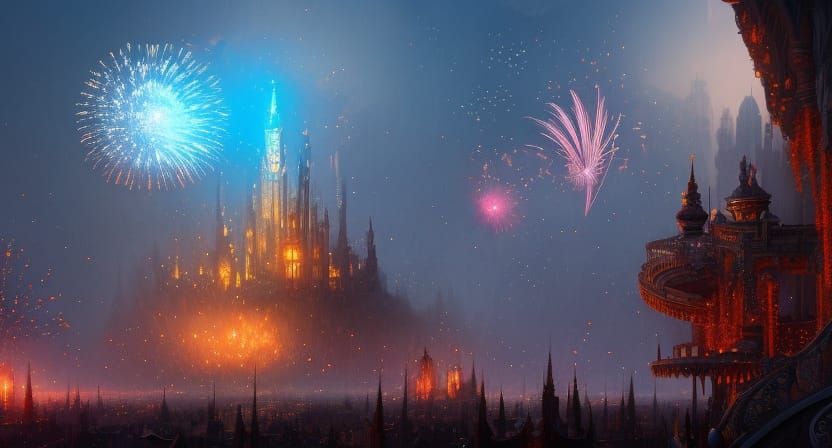 Fantastical New Year Matte Painting in Deep Color