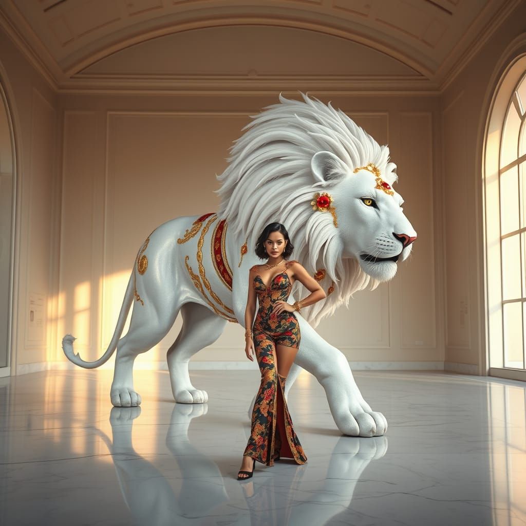 Versace Lion in Art Gallery, Ornate Design