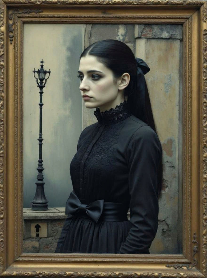 Gothic Woman in Cathedral, Atmospheric Digital Painting