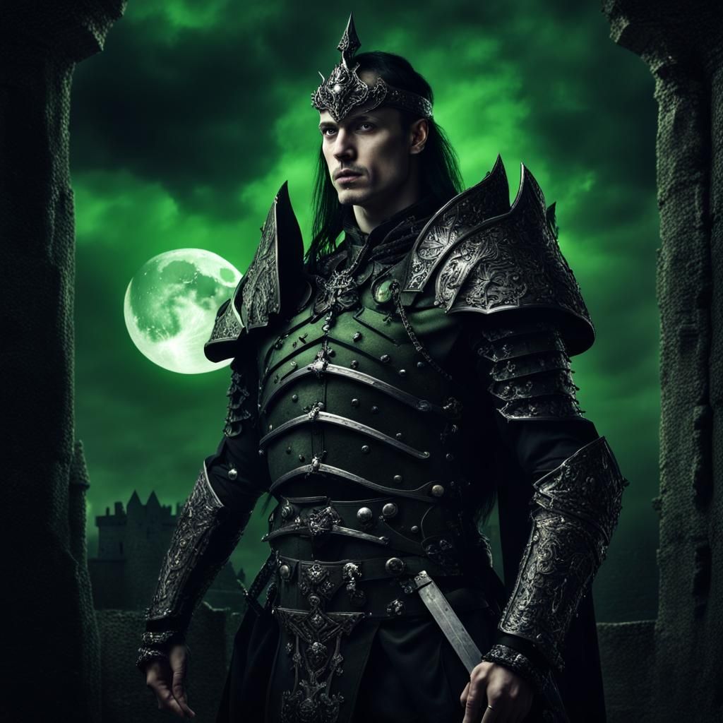 Evil Warrior Portrait in Royal Black Armor