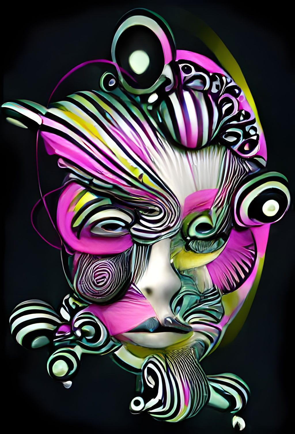 Geometric Flower Face in Detailed Photoillustration