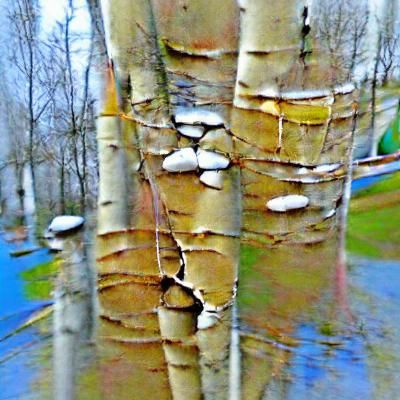 Monochrome Birches in Winter Landscape