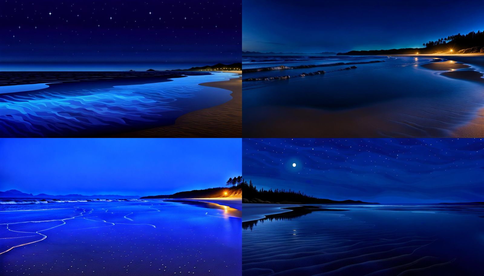 Bioluminescent Beach Under the Milky Way