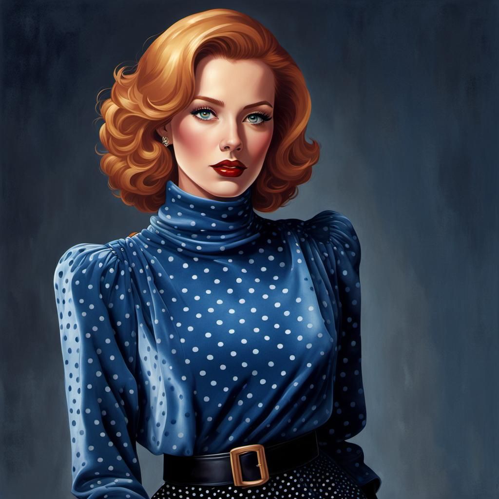 90s Polka Dot Velour Fashion, Hyperdetailed Digital Art