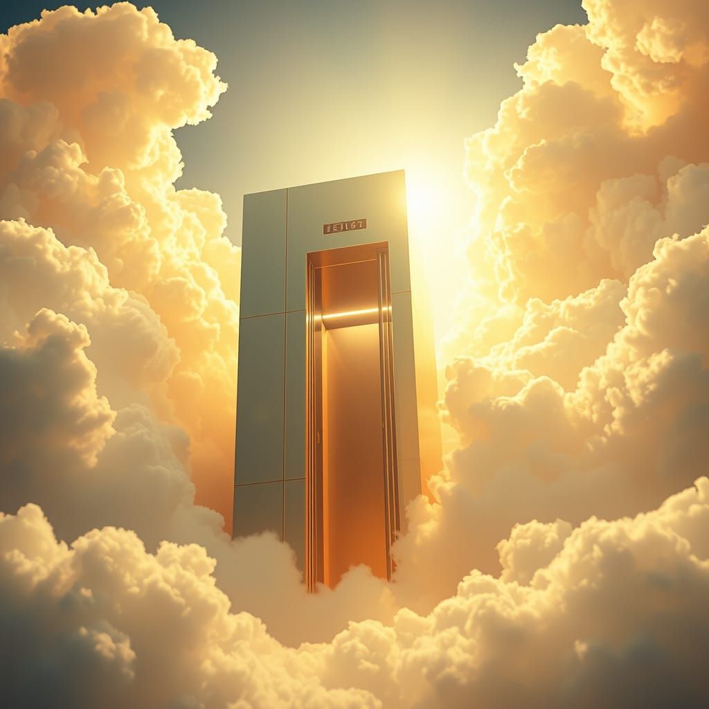 Elevator to Heaven in Surreal Dreamscape