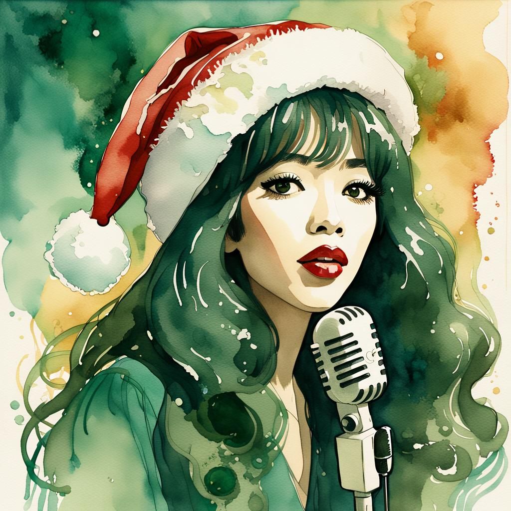 Ronnie Spector in Elegant Art Nouveau Christmas Portrait