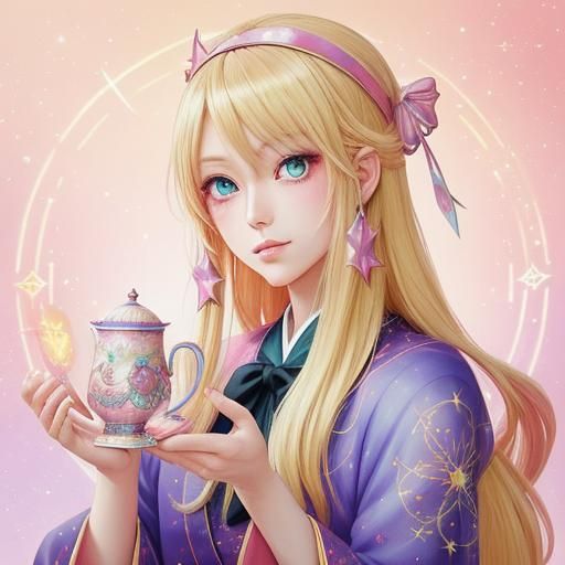 Blonde Tarot Reader in Anime Art Style