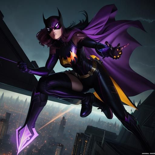 Spiderwomen and Batgirl in Dark City Concept Art