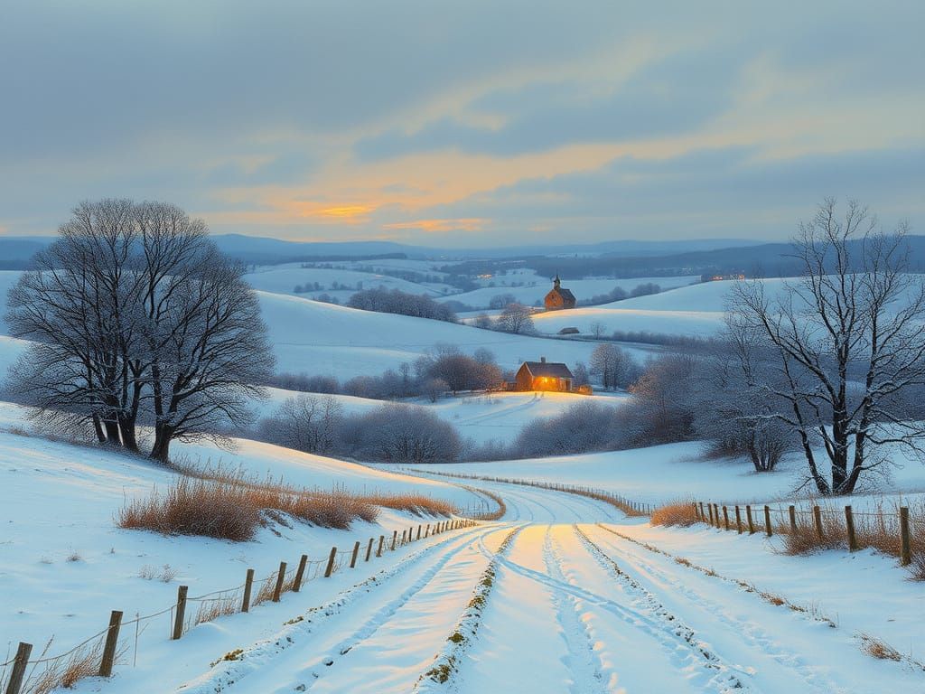 Winter Landscape in Japanese Impressionist Style