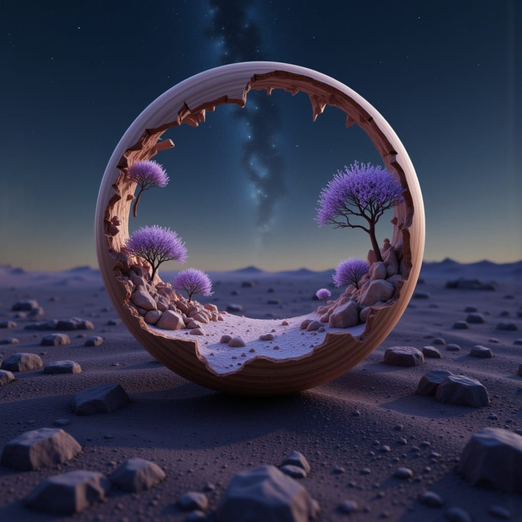 Magic 8-Ball Napping Under Starlit Sky