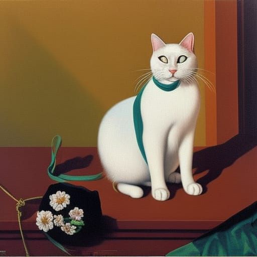 Surreal Cat Reclining Peacefully, Cubist Style