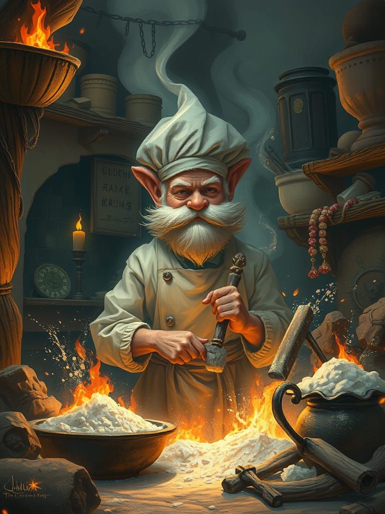 Magical Baker Enveloped in Warmth and Whimsy