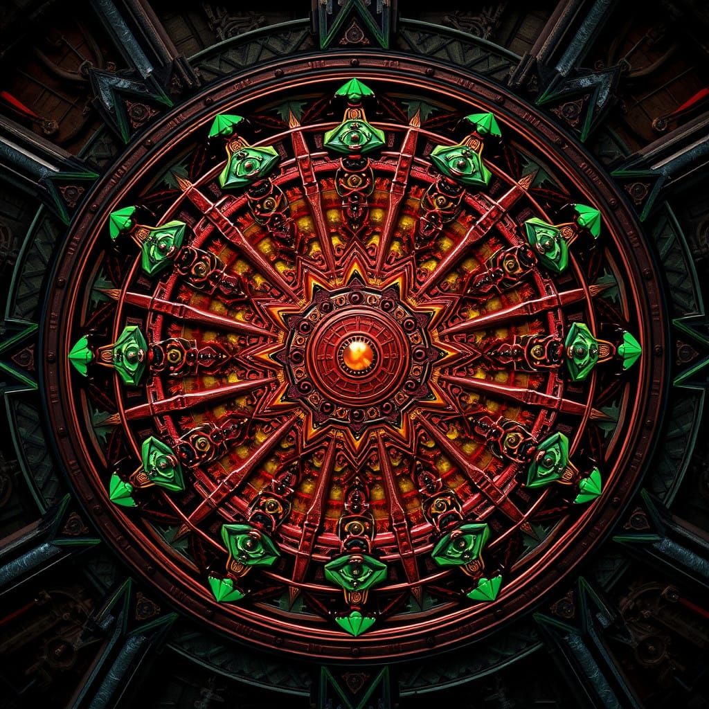 Gothic Gearwork Mandala in Metallic Splendor