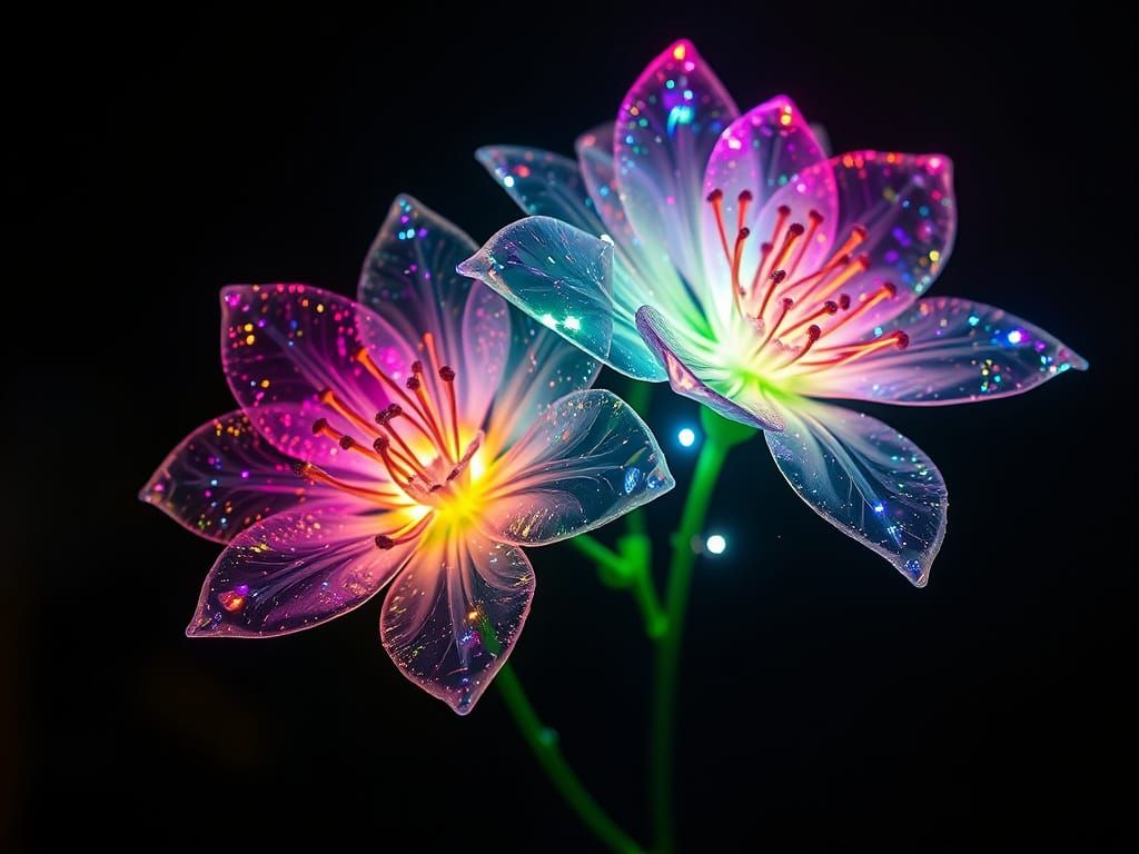 Glowing Transparent Flower Arrangement of Magical Light
