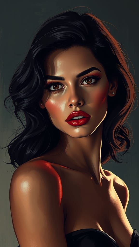 Elegant Noir Portrait with Dramatic Lighting