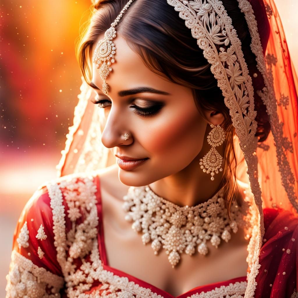 Indian Wedding Scene in Hyperrealistic Splash Art