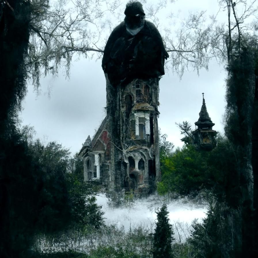 Sinister Watcher in a Haunted Gothic House