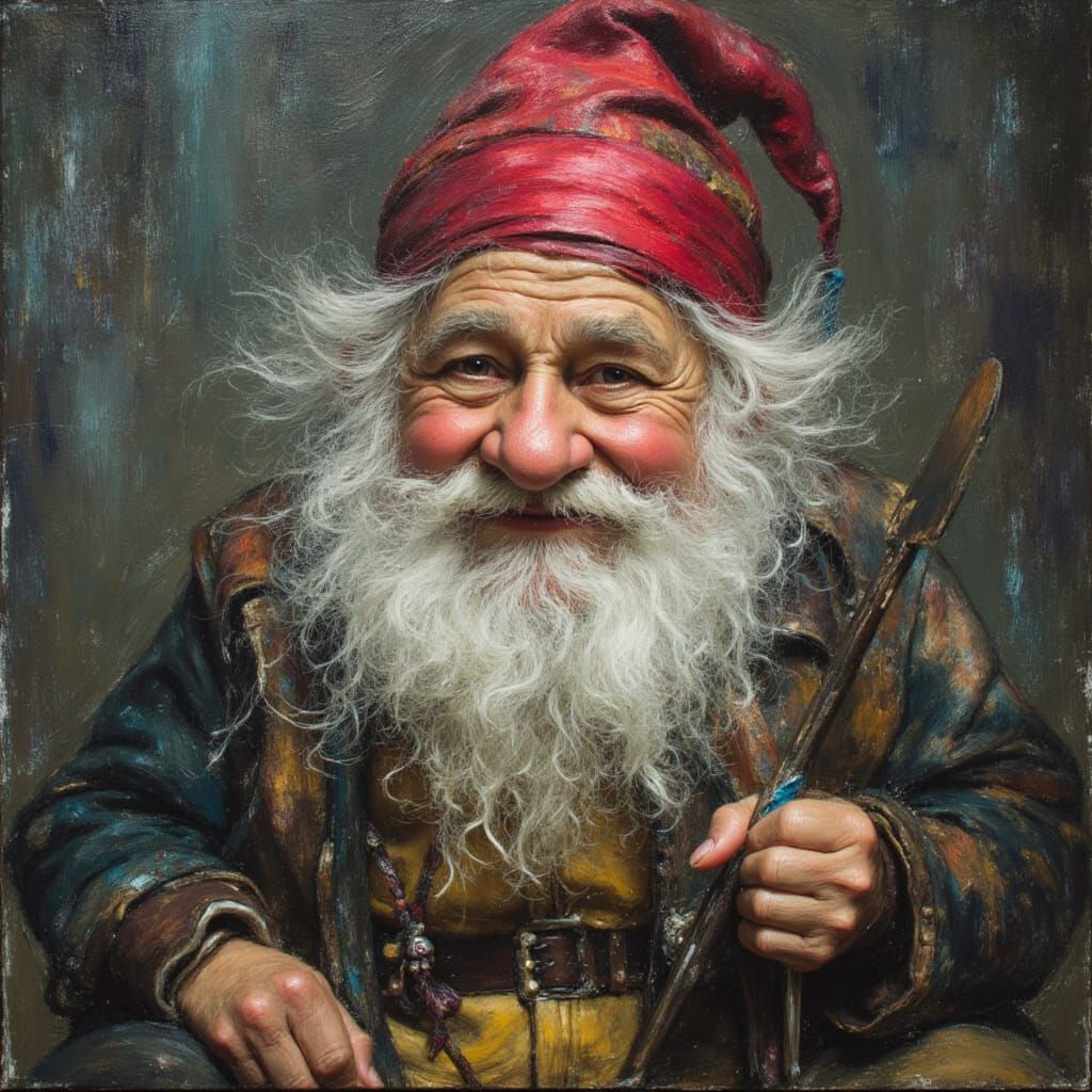 Dramatic Impasto Gnome with Chalk Details