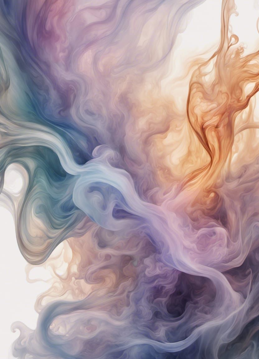 Opalescent Incense Smoke in Watercolor Style