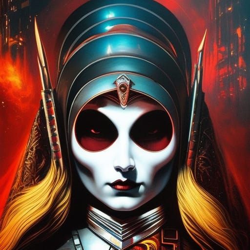 White Wizard of Esoteric Moon Magic in Cyberpunk Art