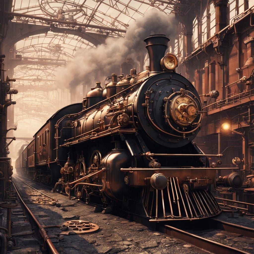 Majestic Steampunk Locomotive Unveils Victorian Splendor